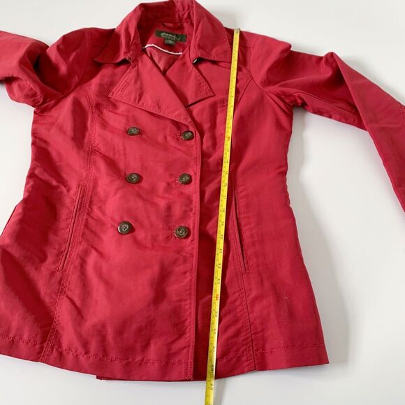 Eddie Bauer Women's Nylon Double Breasted Peacoat Jacket Coat M Medium Berry Red - Picture 10 of 12